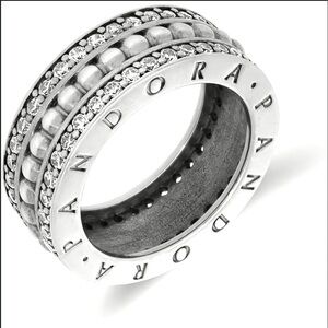 Sterling Silver Forever Pandora Wide Band
Ring with Clear Zirconia